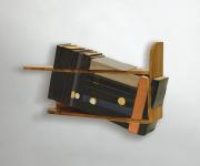 Könyvespolc, 1999, könyvobjekt, könyvek, fapolc, 47x85,5x15,5 cm