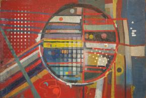 Ficzek Ferenc: Cím nélkül, 1969, olaj, farostlemez, 55 x 82,5 cm