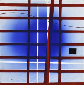 Ficzek Ferenc: Cím nélkül, 1969 körül, tűzzománc vaslapon, 30,6 x 31 cm