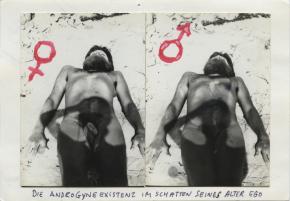 Ladik Katalin - Peter Below: Ego Alter-Ego,1979, (részlet), ezüst zselatin, képeslap, boríték, 34,5 x 74,5 cm zselatinos ezüst