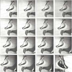 Kismányoky Károly: Tisztelgés / M. Duchamp, 1976, zselatinos ezüst, 18x18 cm