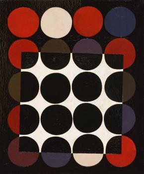 Lantos Ferenc: Húsz kör, egy négyzet, 1969, olaj, vászon, 60 x 50 cm