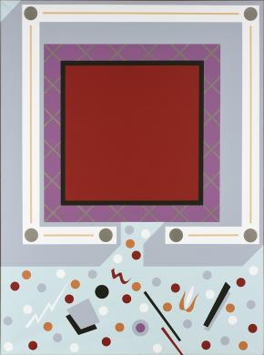 Bak Imre: Bauhaus (Piros négyzet), 1988, akril, vászon, 200 x 150 cm
