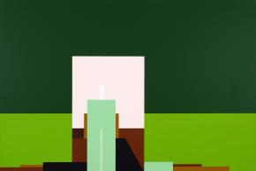 Bak Imre: Kint és bent, 2000, akril, vászon, 140 x 210 cm