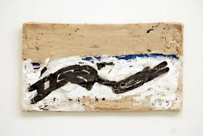 CAPTCHA_IZM_Promise, 2013, porfesték, szilikon, fa, 32 x 60 cm