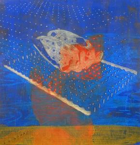 Politika hivő, 2011, tojástempera, 64 x 62 x 4 cm