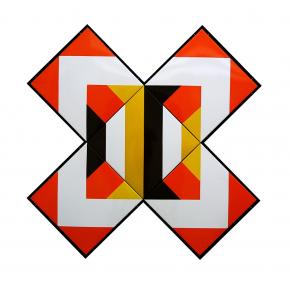 Pinczehelyi Sándor: Elképzelés, 1970, zománcozott acéllemez, 131 x 131 cm