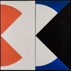 Lantos Ferenc: DÉDÁSZ  Fríz (részlet), 1969, zománcozott acéllemez, 120 x 120 cm (120 x 60 cm egyenként)