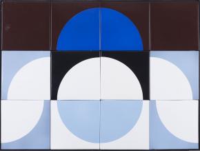 Lantos Ferenc: Térelemtanulmány, 1968, zománcozott acéllemez, 90 x 120 cm