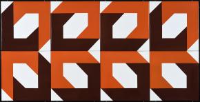Pinczehelyi Sándor: Cím nélkül, 1970, zománcozott acéllemez, 90 x 180 cm