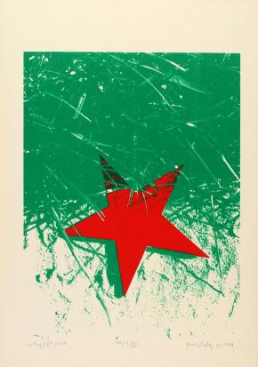 Pinczehelyi Sándor: Csillag a fűben, 1979, szitanyomat, papír, 86,5 x 61,5 cm